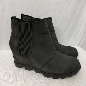 Sorel Joan of Arctic Wedge ll Chelsea Boots Women’s Size 9 Black Leather Ankle